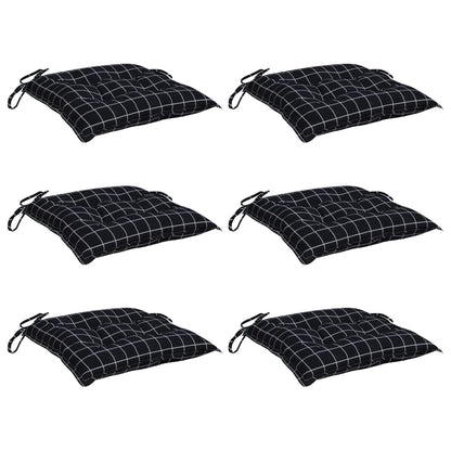 vidaXL Coussins de chaise 6 pcs Noir Motif à carreaux 40x40x7 cm Tissu