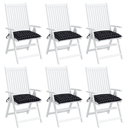 vidaXL Coussins de chaise 6 pcs Noir Motif à carreaux 40x40x7 cm Tissu