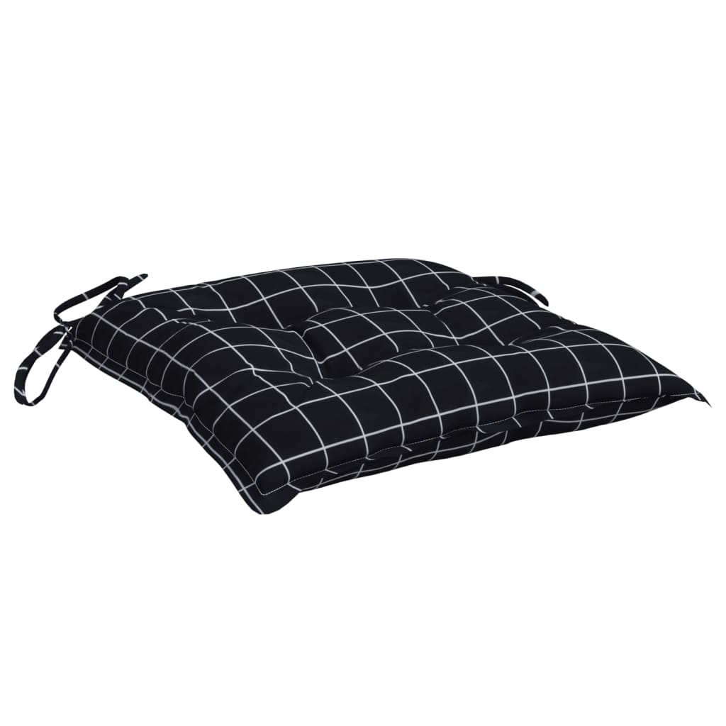 vidaXL Coussins de chaise 6 pcs Noir Motif à carreaux 40x40x7 cm Tissu