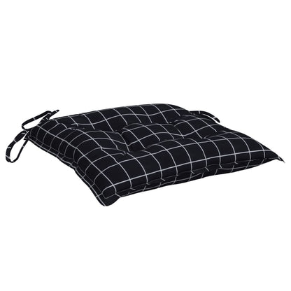 vidaXL Coussins de chaise 6 pcs Noir Motif à carreaux 40x40x7 cm Tissu