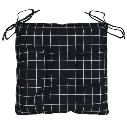 vidaXL Coussins de chaise 6 pcs Noir Motif à carreaux 40x40x7 cm Tissu