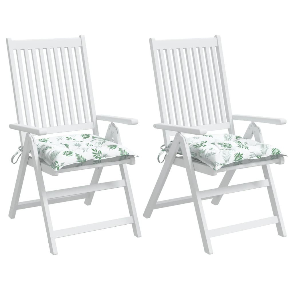 vidaXL Stuhlkissen 2 Stk. Blattmuster 40x40x7 cm Stoff
