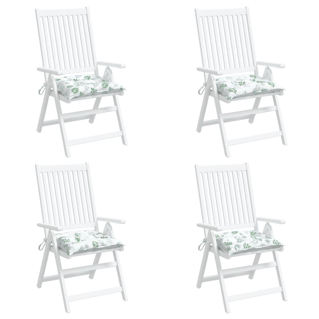 vidaXL Stuhlkissen 4 Stk. Blattmuster 40x40x7 cm Stoff