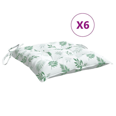 vidaXL Stuhlkissen 6 Stk. Blattmuster 40x40x7 cm Stoff