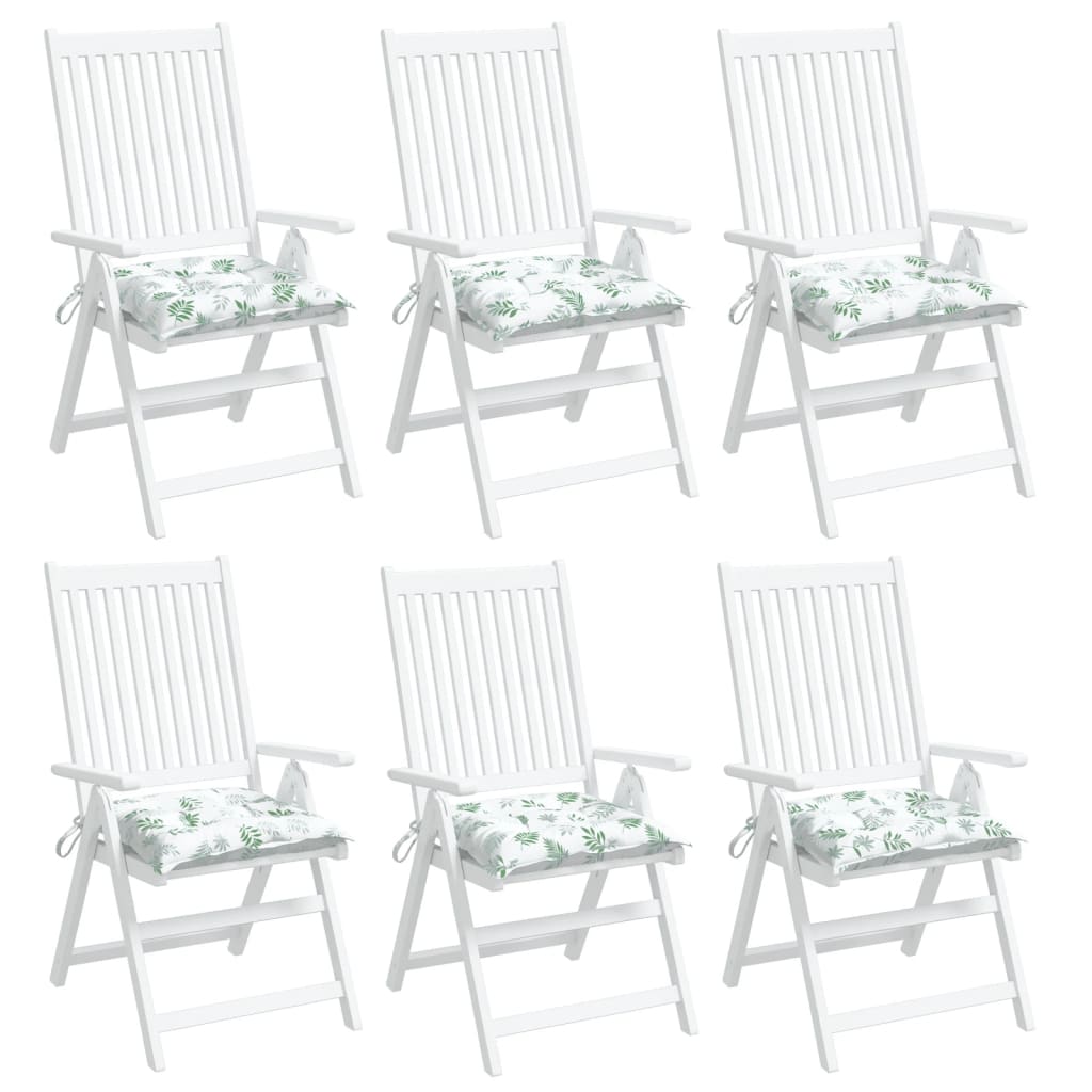 vidaXL Stuhlkissen 6 Stk. Blattmuster 40x40x7 cm Stoff