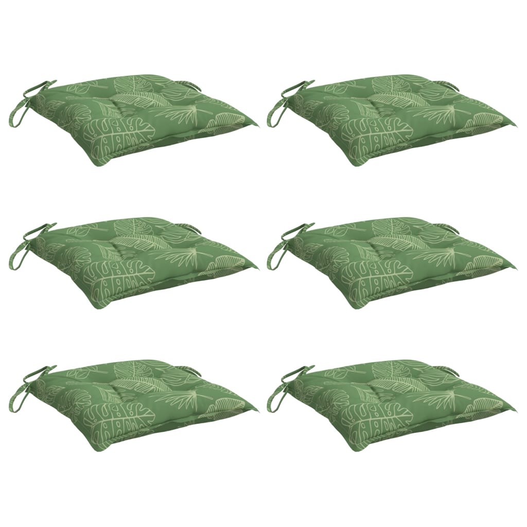 vidaXL Stuhlkissen 6 Stk. Blattmuster 40x40x7 cm Stoff