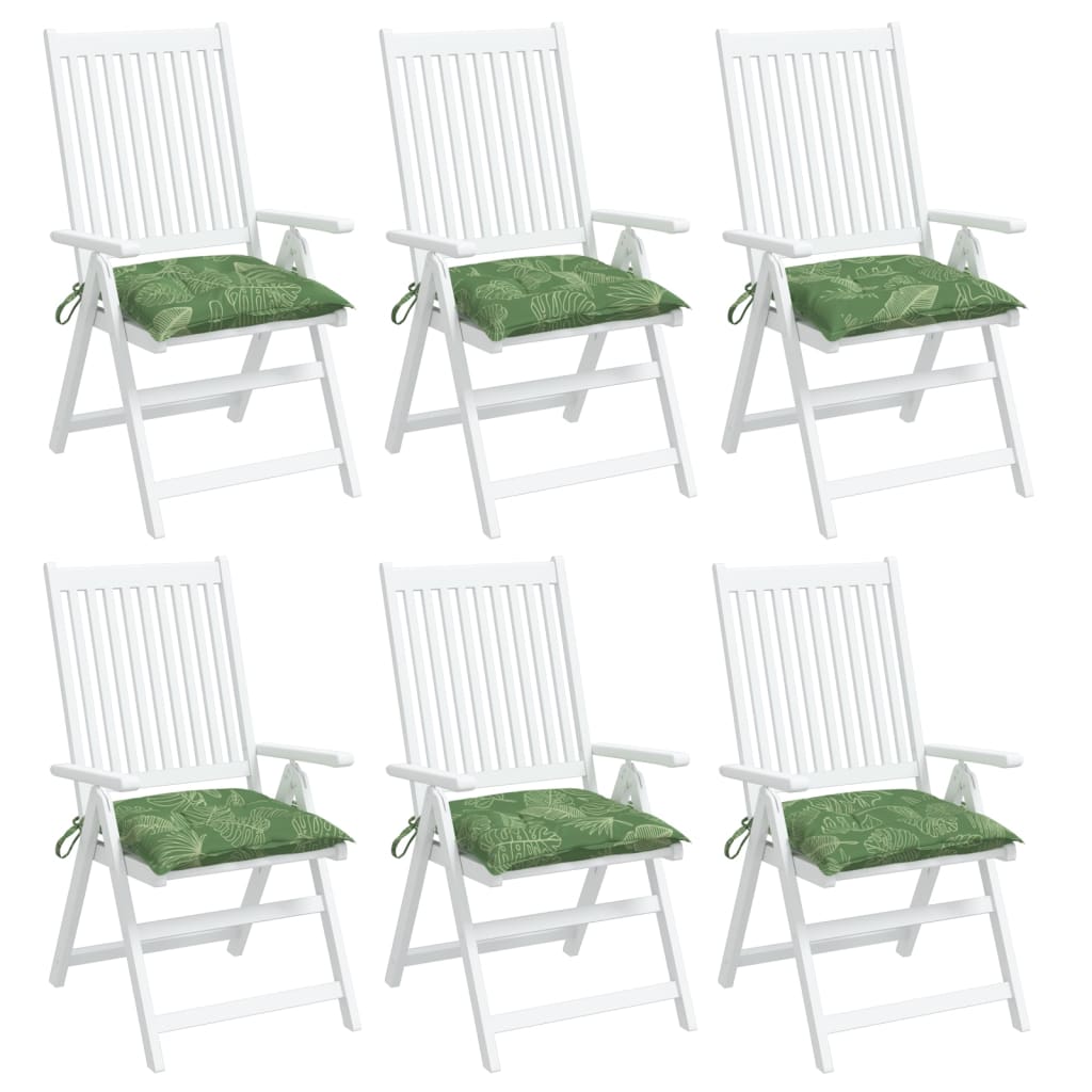 vidaXL Stuhlkissen 6 Stk. Blattmuster 40x40x7 cm Stoff