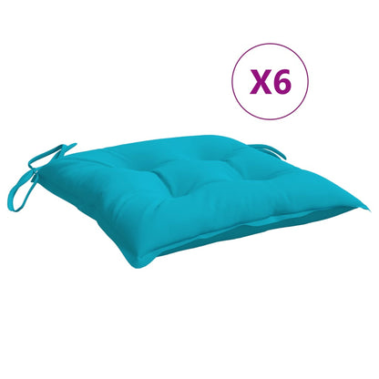 vidaXL Coussins de chaise 6 pcs Turquoise 40x40x7 cm Tissu