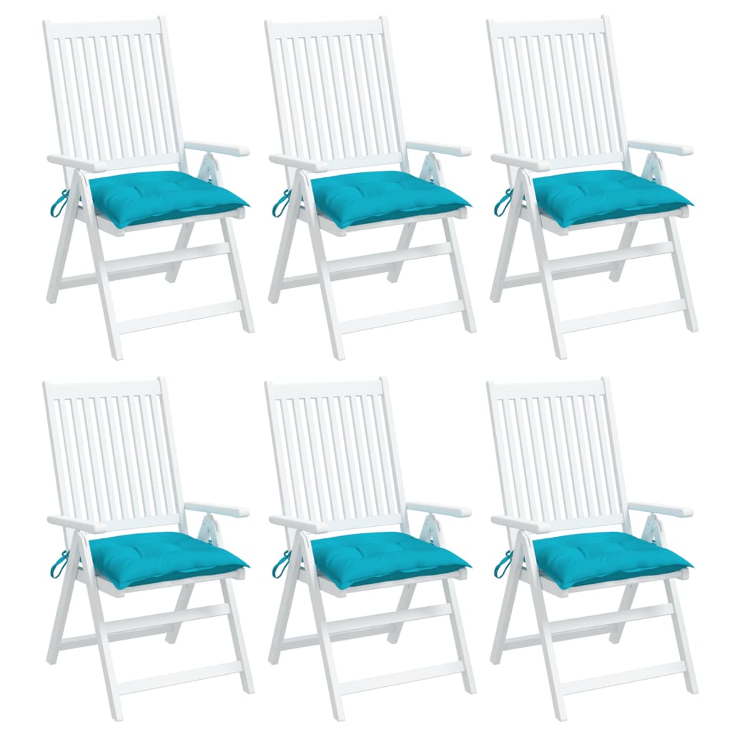 vidaXL Coussins de chaise 6 pcs Turquoise 40x40x7 cm Tissu