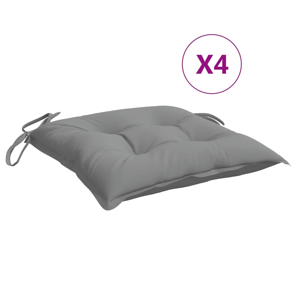 vidaXL Coussins de chaise 4 pcs Gris 50x50x7 cm Tissu Oxford