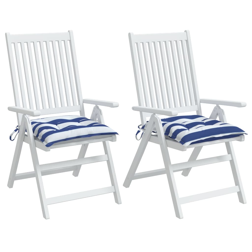 vidaXL Coussins de chaise 2 pcs Bleu et blanc à rayures 50x50x7 cm Tissu Oxford