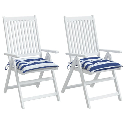 vidaXL Coussins de chaise 2 pcs Bleu et blanc à rayures 50x50x7 cm Tissu Oxford