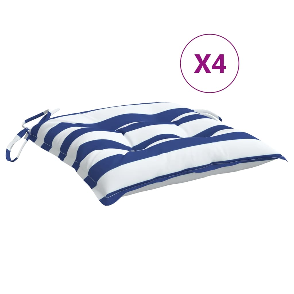 vidaXL Stuhlkissen 4Stk. Blau & Weiß Gestreift 50x50x7cm Oxford-Gewebe