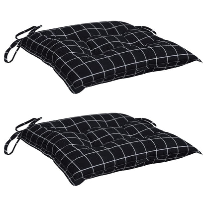 vidaXL Coussins de chaise 2 pcs Noir à carreaux 50x50x7 cm Tissu Oxford