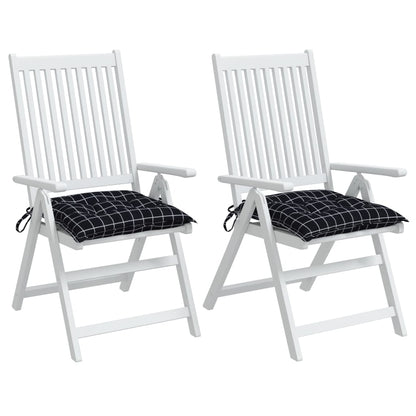 vidaXL Coussins de chaise 2 pcs Noir à carreaux 50x50x7 cm Tissu Oxford