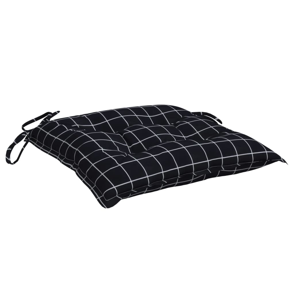 vidaXL Coussins de chaise 2 pcs Noir à carreaux 50x50x7 cm Tissu Oxford