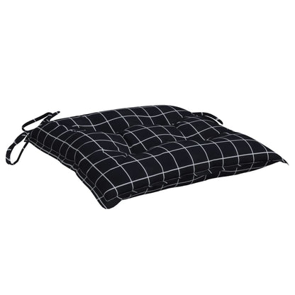 vidaXL Coussins de chaise 2 pcs Noir à carreaux 50x50x7 cm Tissu Oxford