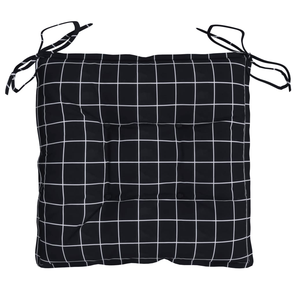 vidaXL Coussins de chaise 2 pcs Noir à carreaux 50x50x7 cm Tissu Oxford