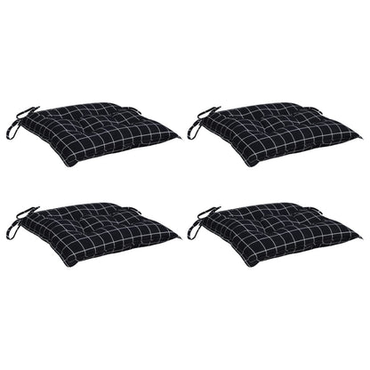 vidaXL Coussins de chaise 4 pcs Noir à carreaux 50x50x7 cm Tissu Oxford