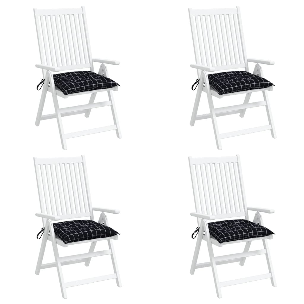 vidaXL Coussins de chaise 4 pcs Noir à carreaux 50x50x7 cm Tissu Oxford