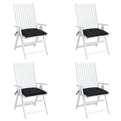 vidaXL Coussins de chaise 4 pcs Noir à carreaux 50x50x7 cm Tissu Oxford