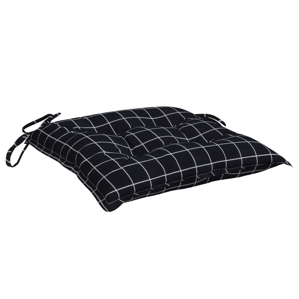 vidaXL Coussins de chaise 4 pcs Noir à carreaux 50x50x7 cm Tissu Oxford