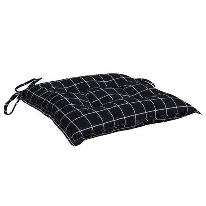vidaXL Coussins de chaise 4 pcs Noir à carreaux 50x50x7 cm Tissu Oxford