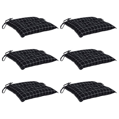 vidaXL Coussins de chaise 6 pcs Noir Motif à carreaux 50x50x7 cm Tissu Oxford