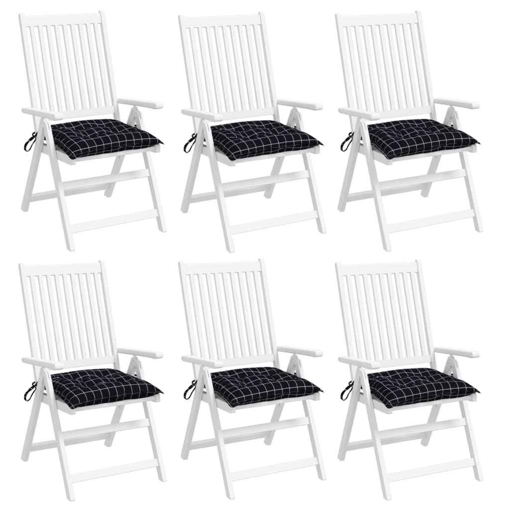 vidaXL Coussins de chaise 6 pcs Noir Motif à carreaux 50x50x7 cm Tissu Oxford