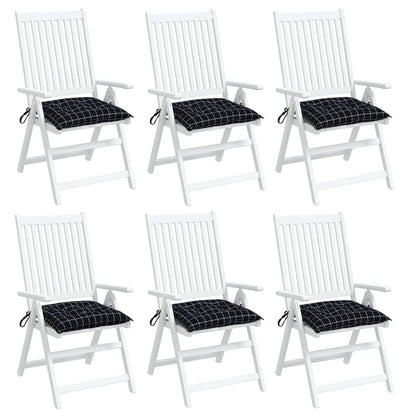 vidaXL Coussins de chaise 6 pcs Noir Motif à carreaux 50x50x7 cm Tissu Oxford