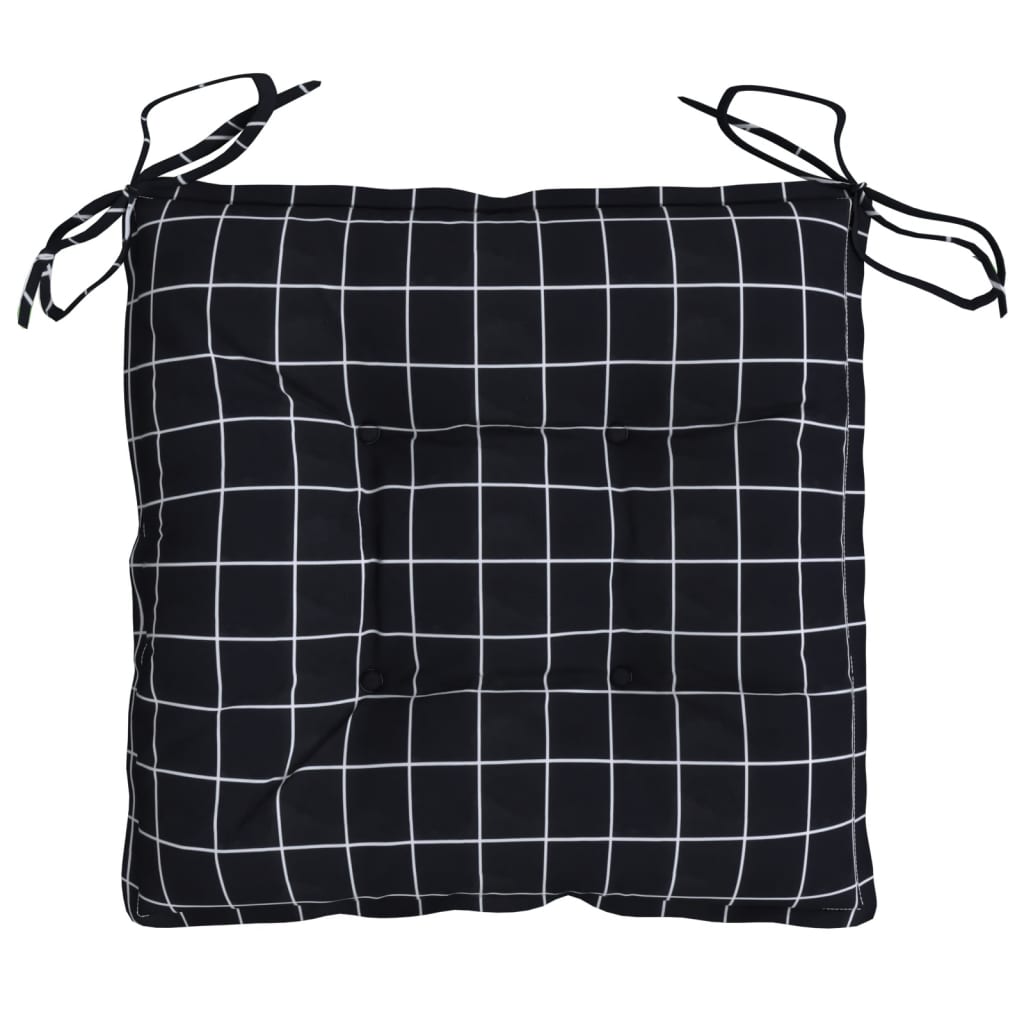 vidaXL Coussins de chaise 6 pcs Noir Motif à carreaux 50x50x7 cm Tissu Oxford