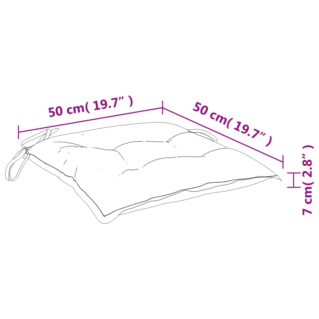 vidaXL Coussins de chaise 2 pcs Multicolore 50x50x7 cm Tissu Oxford