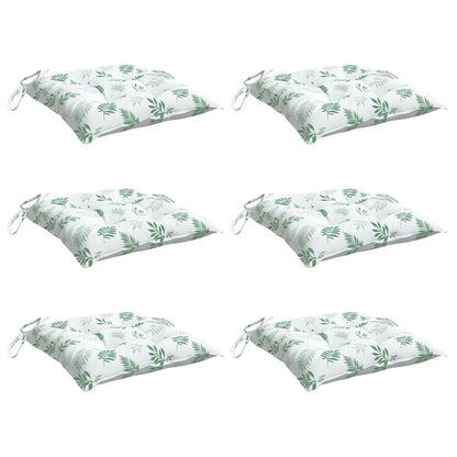 vidaXL Coussins de chaise 6 pcs Motif feuilles 50x50x7 cm Tissu Oxford