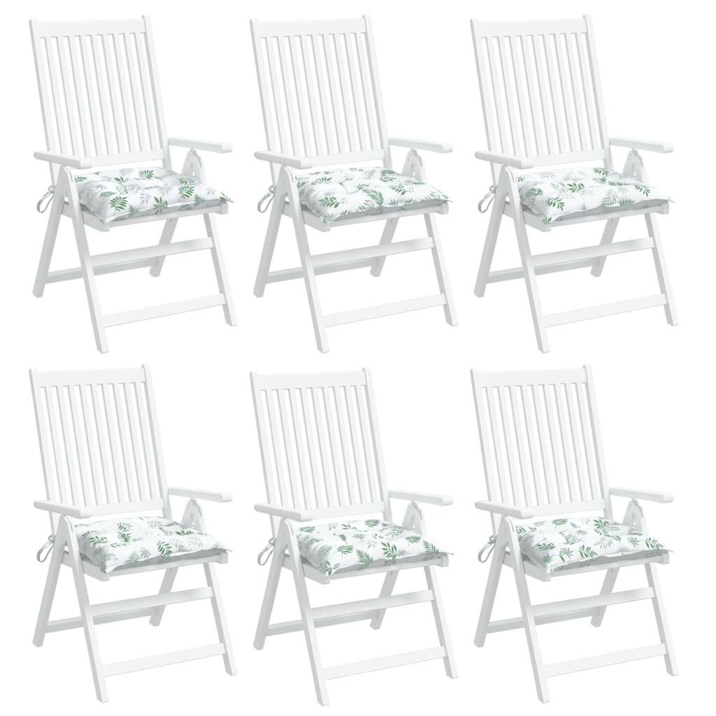 vidaXL Coussins de chaise 6 pcs Motif feuilles 50x50x7 cm Tissu Oxford