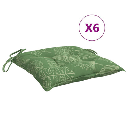 vidaXL Stuhlkissen 6 Stk. Blattmuster 50x50x7 cm Stoff