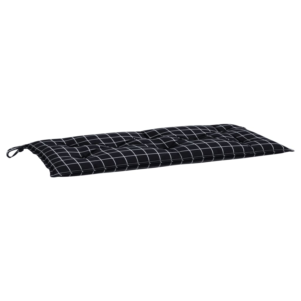 vidaXL Coussin de banc de jardin noir à carreaux 100x50x7 cm en tissu Oxford