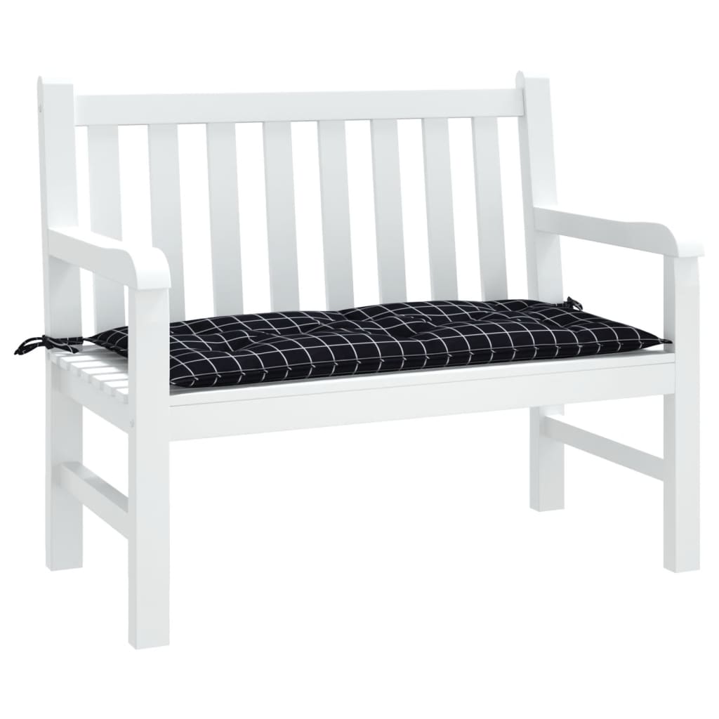 vidaXL Coussin de banc de jardin noir à carreaux 100x50x7 cm en tissu Oxford