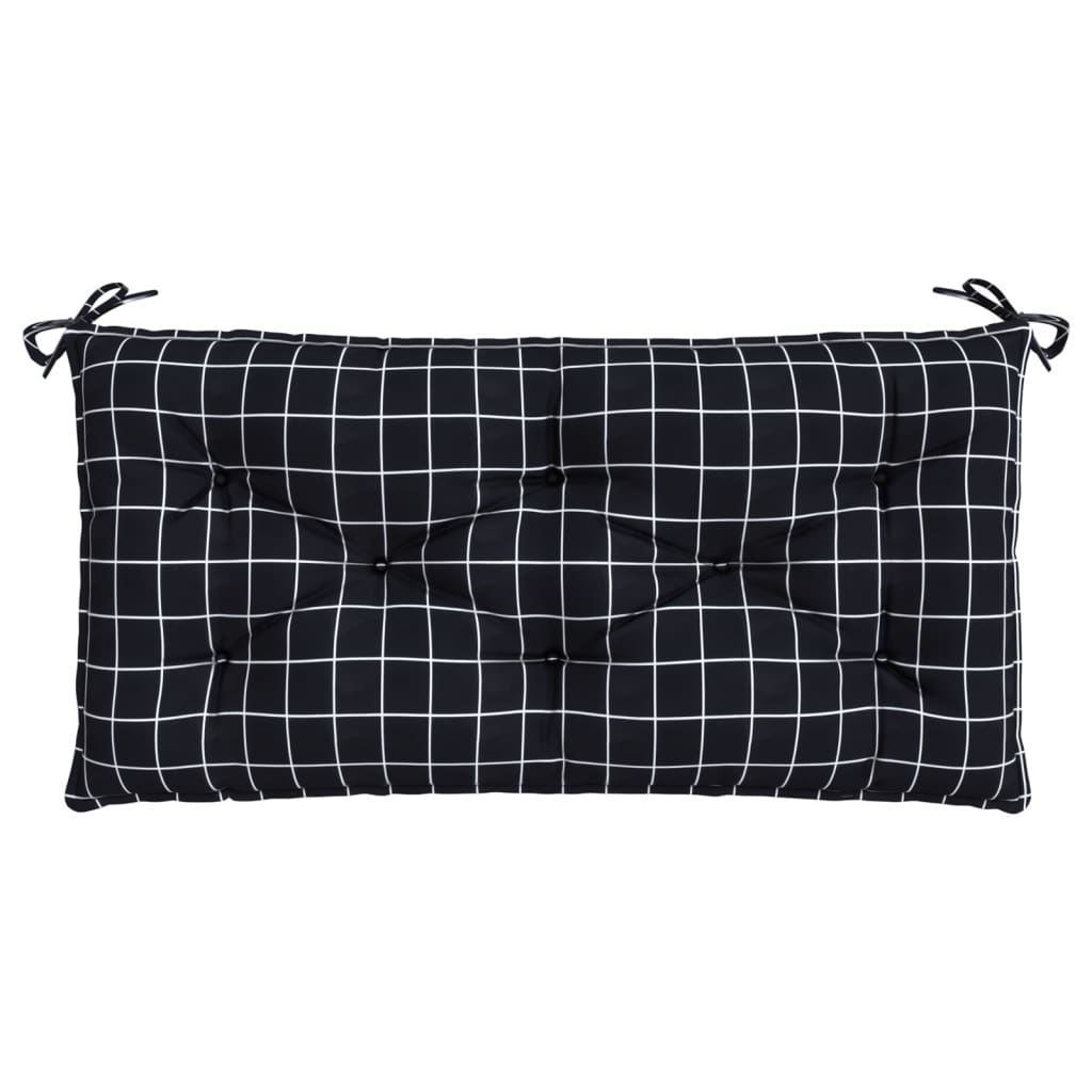 vidaXL Coussin de banc de jardin noir à carreaux 100x50x7 cm en tissu Oxford