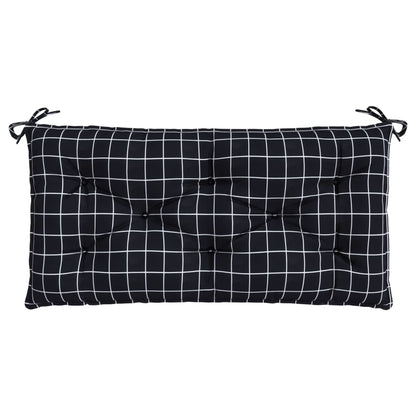 vidaXL Coussin de banc de jardin noir à carreaux 100x50x7 cm en tissu Oxford