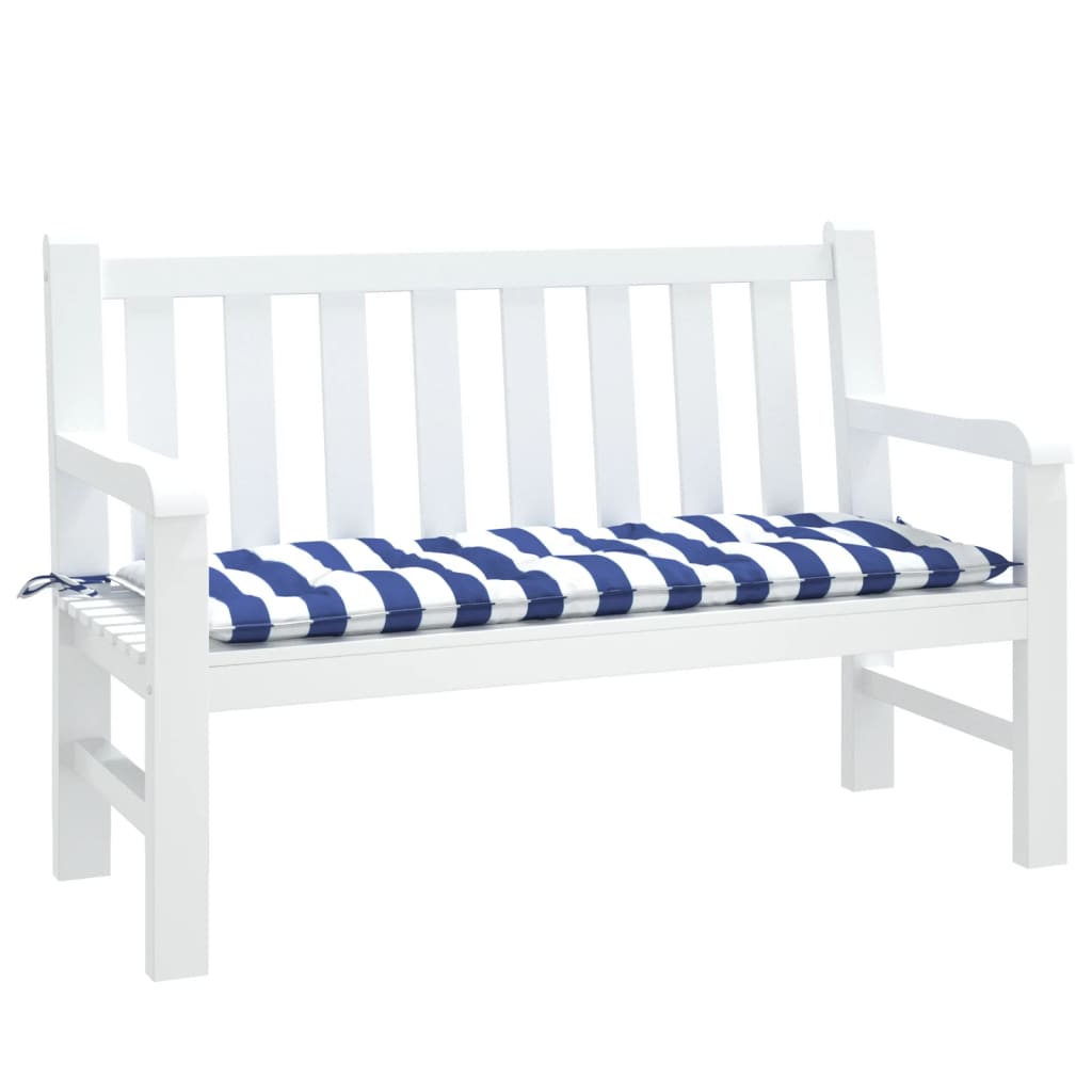 vidaXL Coussin de banc de jardin rayé bleu et blanc 120x50x7 cm Tissu