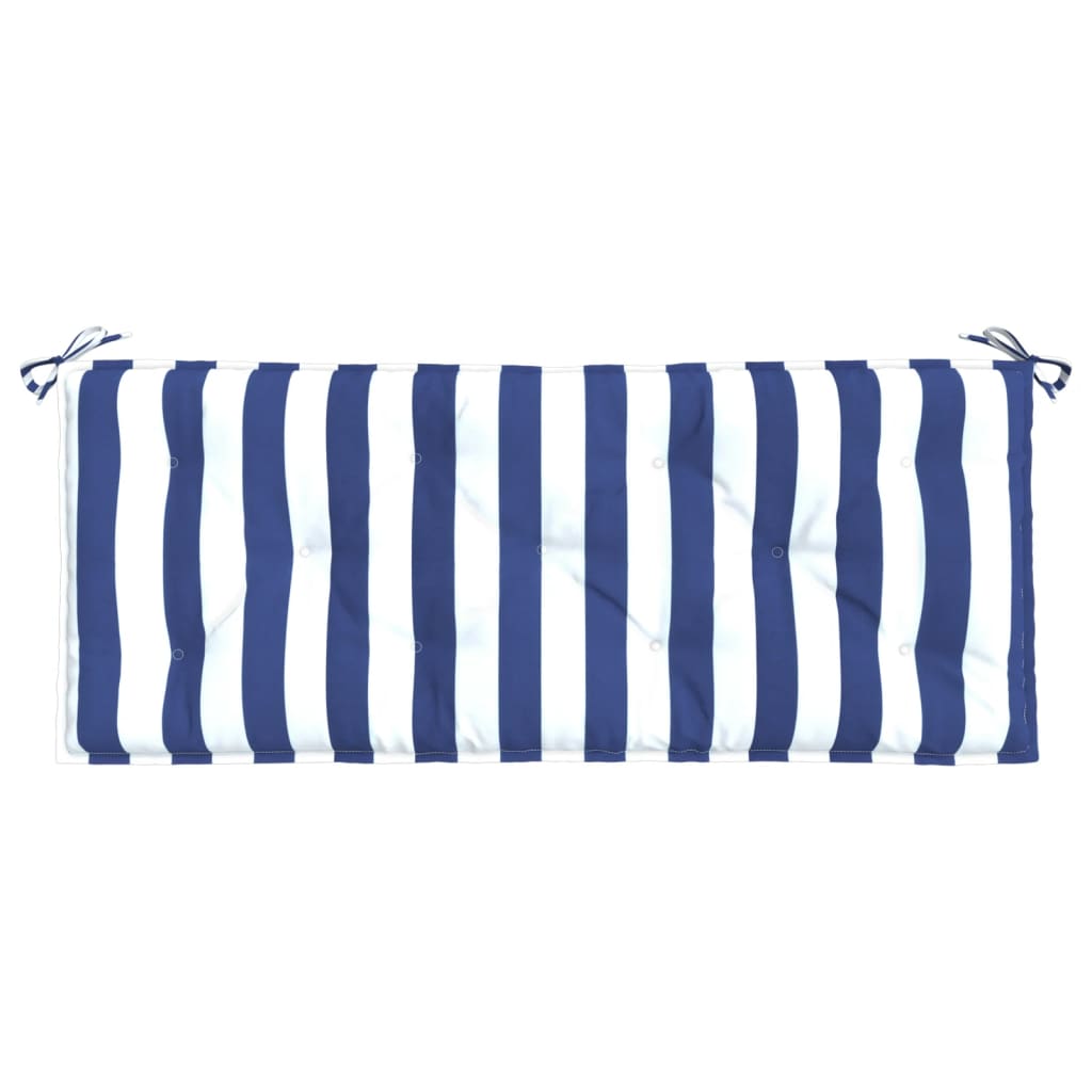 vidaXL Coussin de banc de jardin rayé bleu et blanc 120x50x7 cm Tissu
