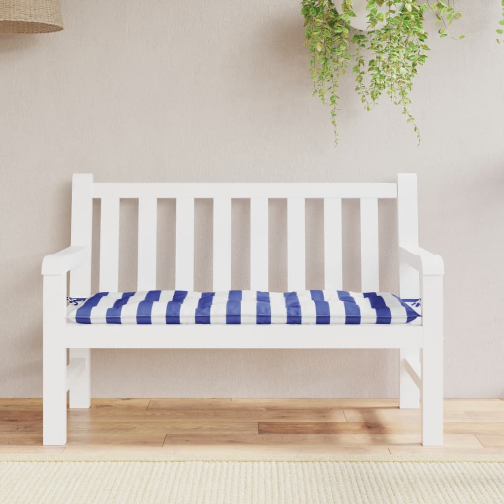 vidaXL Coussin de banc de jardin rayé bleu et blanc 120x50x7 cm Tissu