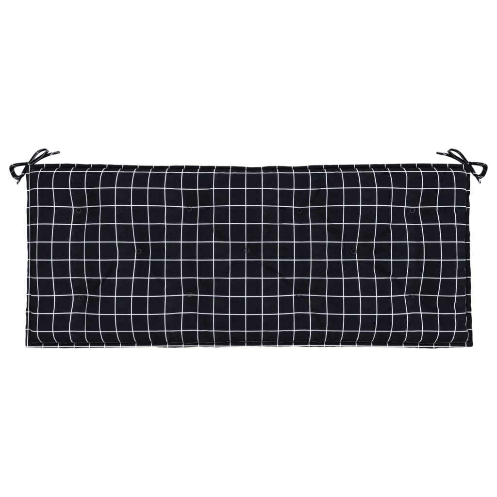 vidaXL Gartenbank-Auflage Schwarz Karomuster 120x50x7 cm Stoff