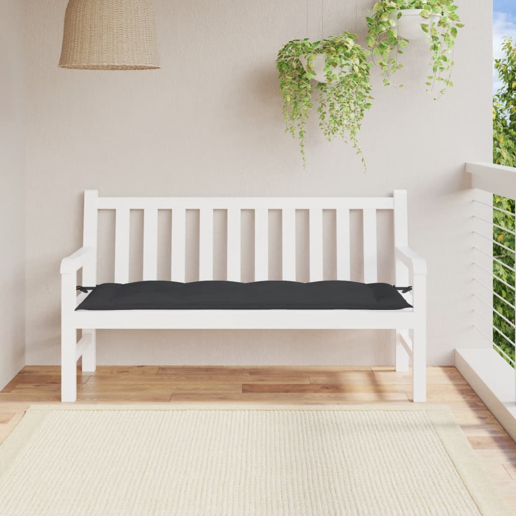 vidaXL Coussin de banc de jardin noir 150x50x7 cm en tissu Oxford