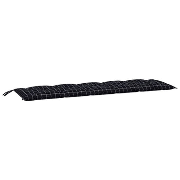 vidaXL Coussin de banc de jardin noir à carreaux 180x50x7 cm Tissu Oxford