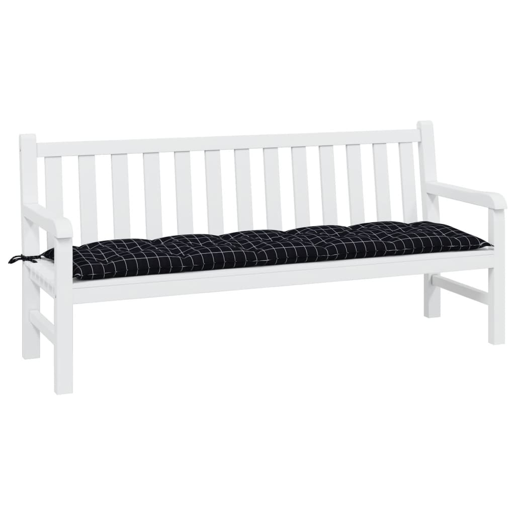 vidaXL Gartenbank-Auflage Schwarz Karomuster 180x50x7 cm Oxford-Gewebe