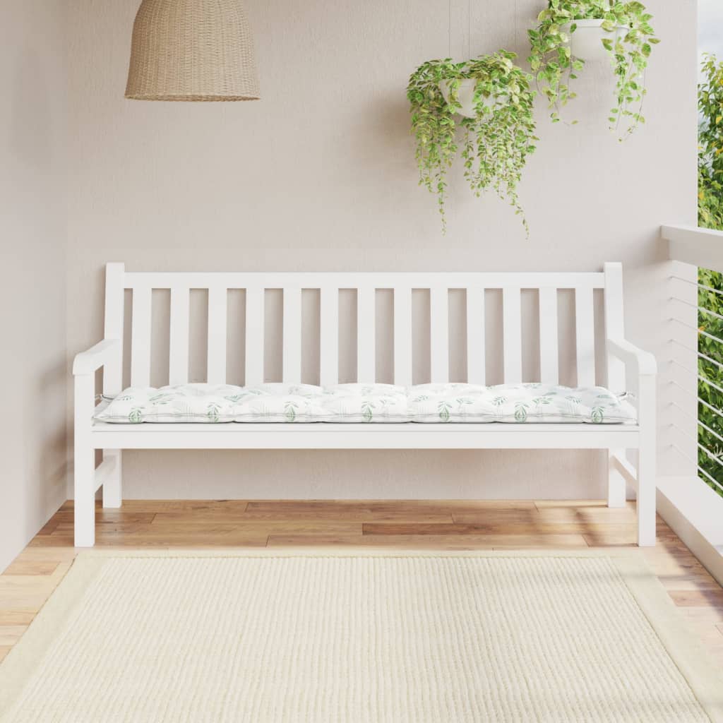 vidaXL Gartenbank-Auflage Blattmuster 180x50x7 cm Oxford-Gewebe
