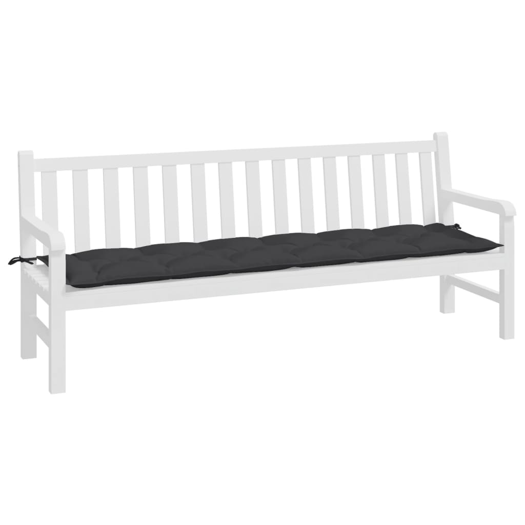 vidaXL Coussin de banc de jardin noir 200x50x7 cm en tissu Oxford