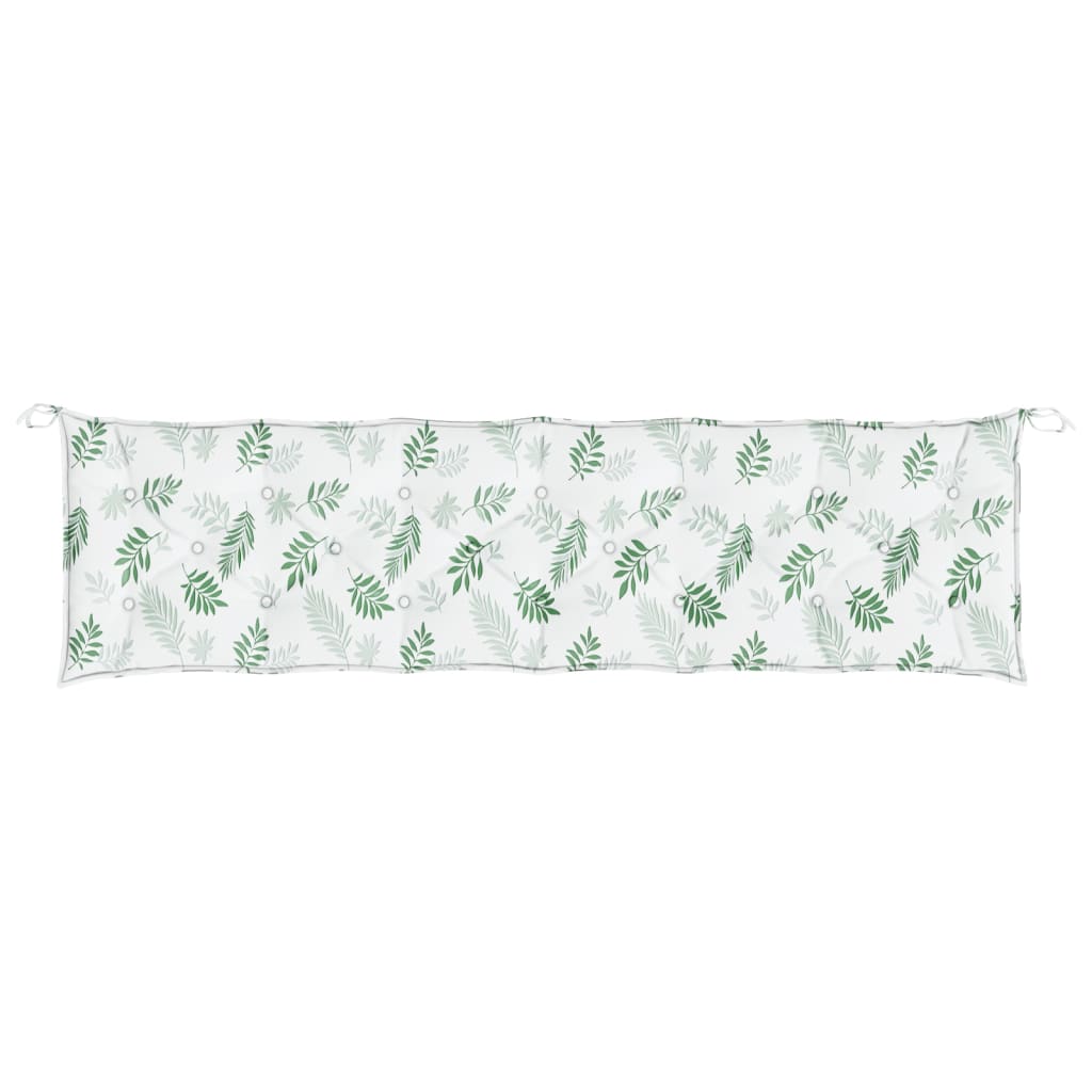 vidaXL Coussin de banc de jardin motif feuilles 200x50x7 cm Tissu