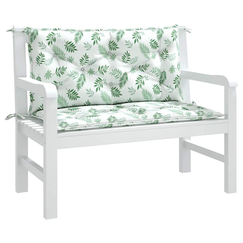 vidaXL Coussins de banc de jardin 2 pcs Motif feuilles 100x50x7 cm Tissu
